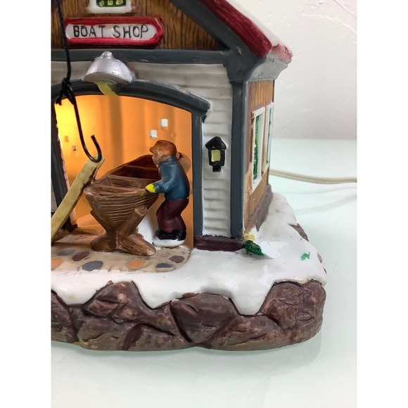 VTG Santa’s workbench collection Boat Shop Towne Series porcelain village * - Picture 5 of 12